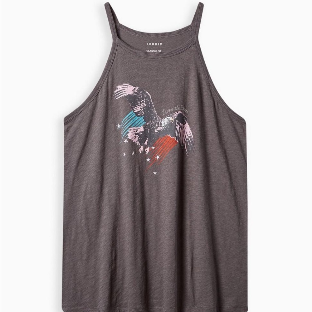 Torrid Graphic Classic Fit Heritage Slub Hi Neck Tank Top Shirt